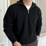 Men’s Quarter Zip Jumper | Ribbed Knit Sweater | Smart Casual Autumn Layer | Long Sleeve Pullover