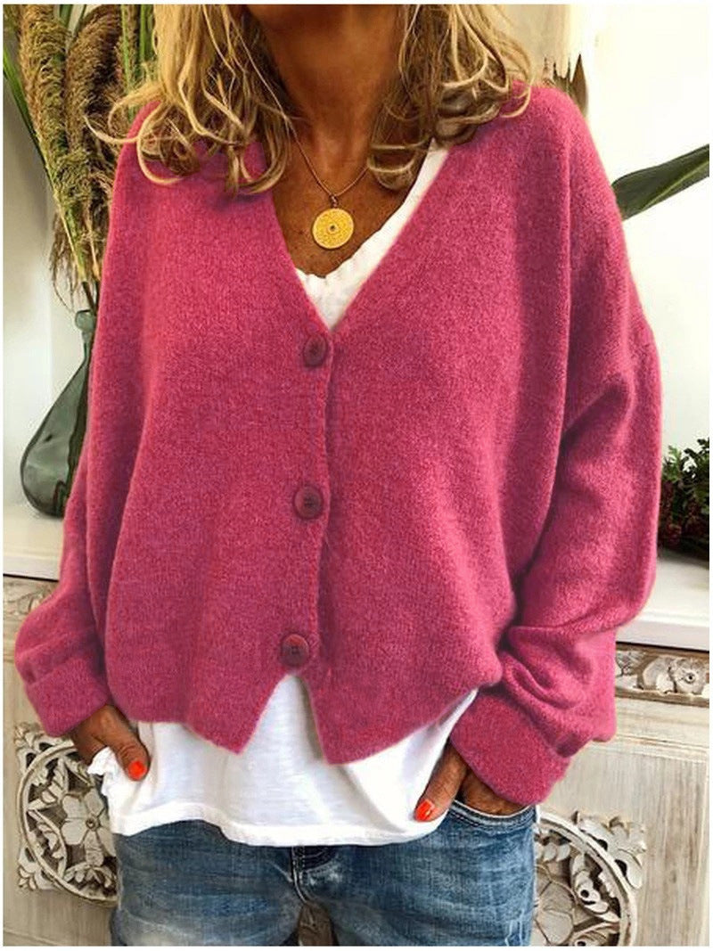 Women’s V-Neck Button Cardigan | Relaxed Fit | Soft Knit Layer | Autumn Ready