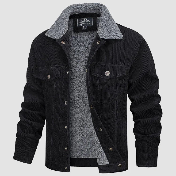 Men’s Corduroy Jacket | Button-Up Front | Warm Sherpa Lining | Casual Autumn Outerwear