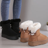 Plush Bow Knot Winter Boots | Stylish Warmth | Non-Slip Comfort