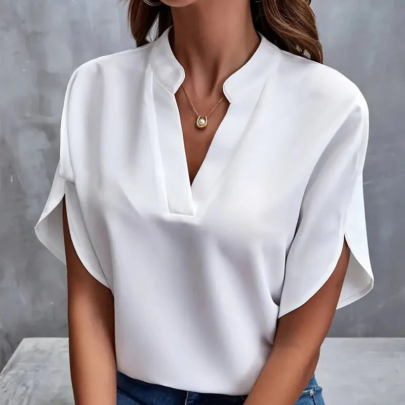 Short Sleeve Blouse for Women | V-Neck Fit | Lightweight Style | Office to Casual Wear