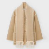 Women’s Scarf Detail Coat | Loose Fit | Fringe Trim