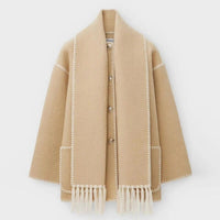 Women’s Scarf Detail Coat | Loose Fit | Fringe Trim