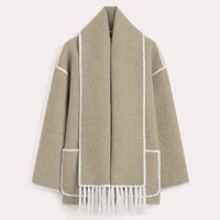 Women’s Scarf Detail Coat | Loose Fit | Fringe Trim
