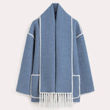 Women’s Scarf Detail Coat | Loose Fit | Fringe Trim