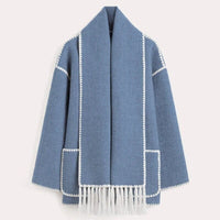 Women’s Scarf Detail Coat | Loose Fit | Fringe Trim