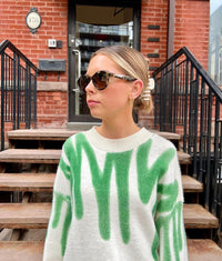 Women’s Oversized Jumper | Green and White Pattern | Relaxed Fit | Casual Autumn Knit