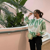 Women’s Oversized Jumper | Green and White Pattern | Relaxed Fit | Casual Autumn Knit