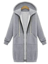 Women’s Long Zip Hoodie in Relaxed Fit Style | Casual Layering Sweatshirt