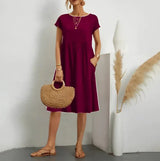 Women’s Elegant Summer Midi Dress with Short Sleeves | Wedding Guest & Party Dress