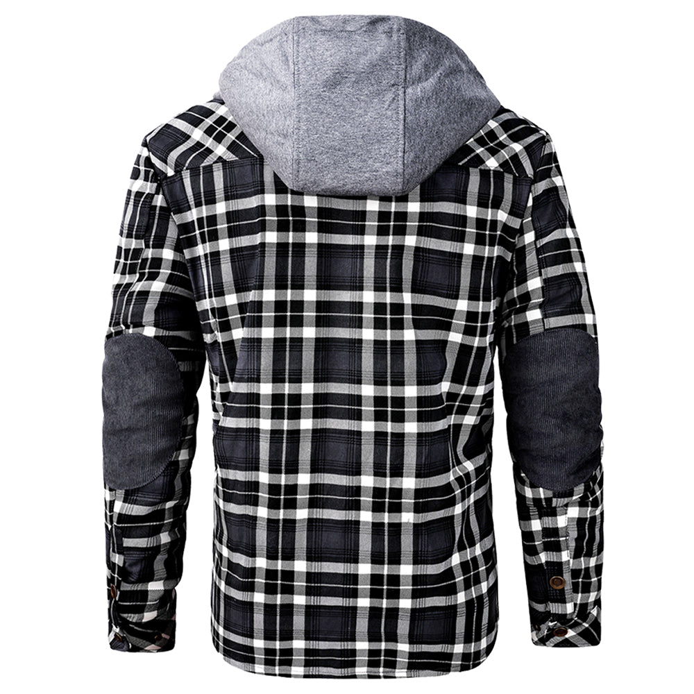 Men’s Lumberjack Hoodie Jacket in Winter Check Style | Warm Casual Coat