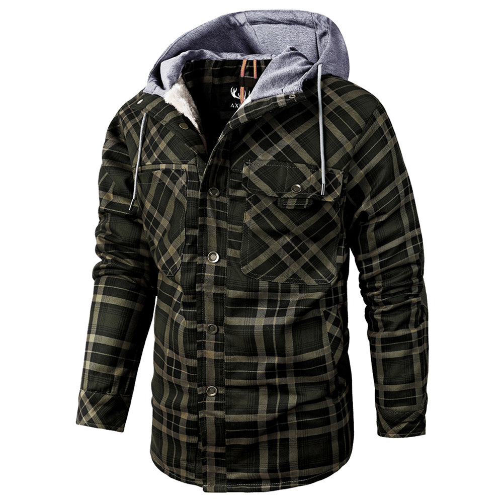 Men’s Lumberjack Hoodie Jacket in Winter Check Style | Warm Casual Coat