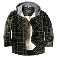 Men’s Lumberjack Hoodie Jacket in Winter Check Style | Warm Casual Coat