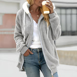 Women’s Zip Up Hoodie in Oversized Sherpa Style | Casual Fleece Sweatshirt