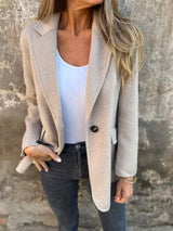 Women’s Lapel Long Sleeve Jacket in Casual Fit | Stylish Lightweight Ladies Coat