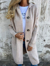 Women’s Long Knitted Cardigan with Hood | Warm Layer | Casual Chic | Timeless Style