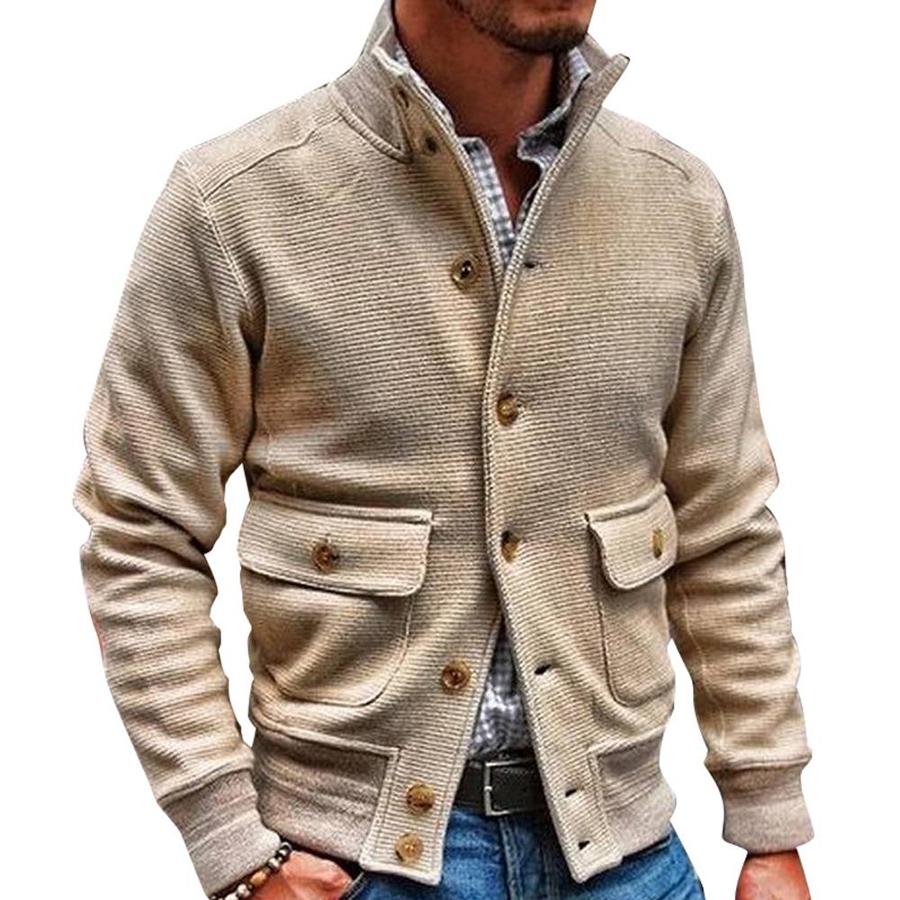 Men’s Stand Collar Turtleneck Jacket | Single-Breasted Smart Casual Coat