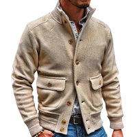 Men’s Stand Collar Turtleneck Jacket | Single-Breasted Smart Casual Coat
