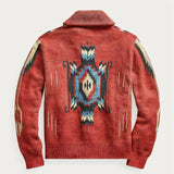 Men’s Jacquard Knit Cardigan with Lapel Collar | Vintage Smart Casual Sweater