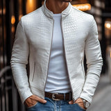 Men’s Stone Pattern Leather Jacket in Slim Fit | Modern Smart Casual Coat