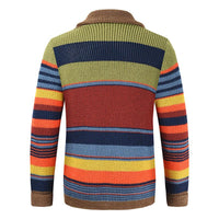 Men’s Knitted Cardigan with Lapel Collar in Colourblock Style | Smart Casual Jumper