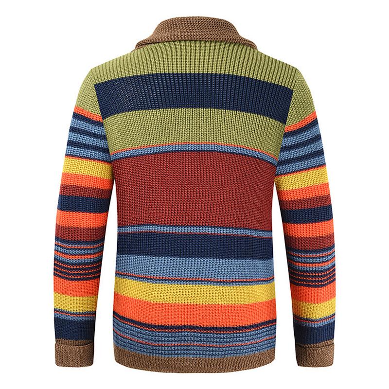Men’s Knitted Cardigan with Lapel Collar in Colourblock Style | Smart Casual Jumper