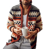 Men’s Geometric Zip Cardigan Sweater Jacket | Modern Knitwear Smart Casual