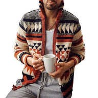 Men’s Geometric Zip Cardigan Sweater Jacket | Modern Knitwear Smart Casual