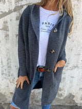 Women’s Long Knitted Cardigan with Hood | Warm Layer | Casual Chic | Timeless Style