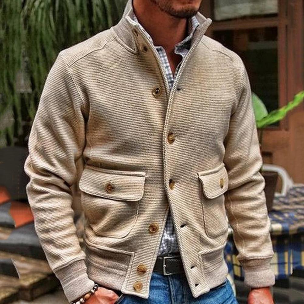Men’s Stand Collar Turtleneck Jacket | Single-Breasted Smart Casual Coat