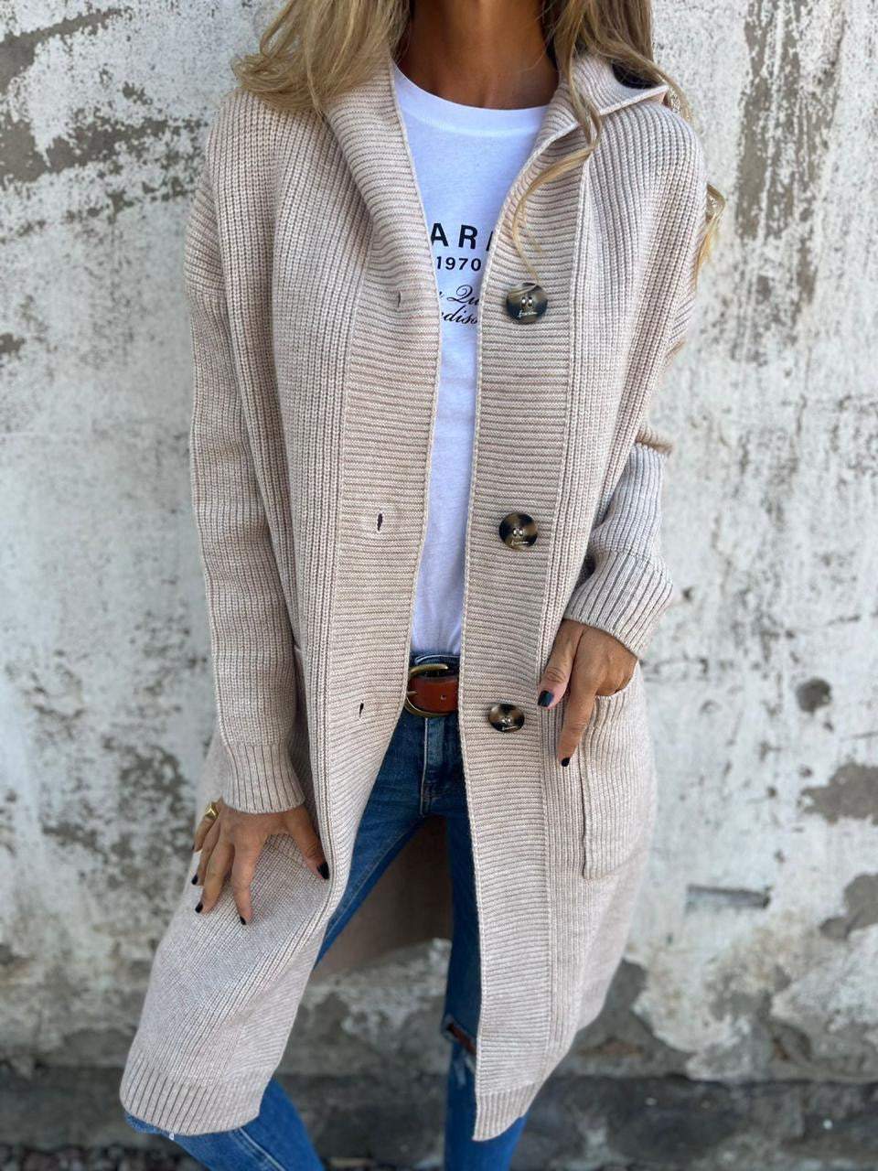 Women’s Long Knitted Cardigan with Hood | Warm Layer | Casual Chic | Timeless Style