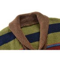 Men’s Knitted Cardigan with Lapel Collar in Colourblock Style | Smart Casual Jumper