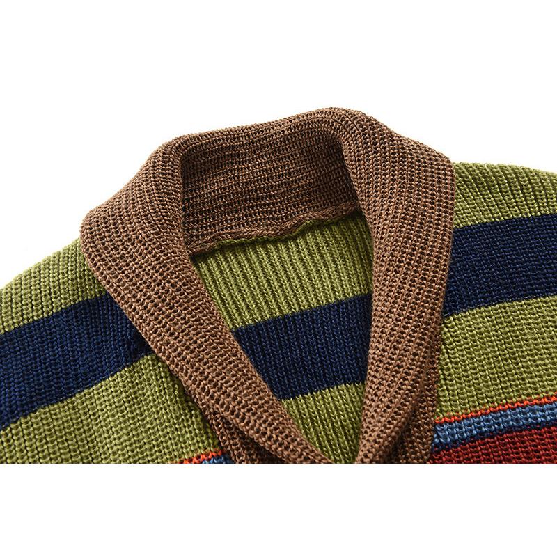 Men’s Knitted Cardigan with Lapel Collar in Colourblock Style | Smart Casual Jumper