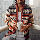 Men’s Geometric Zip Cardigan Sweater Jacket | Modern Knitwear Smart Casual