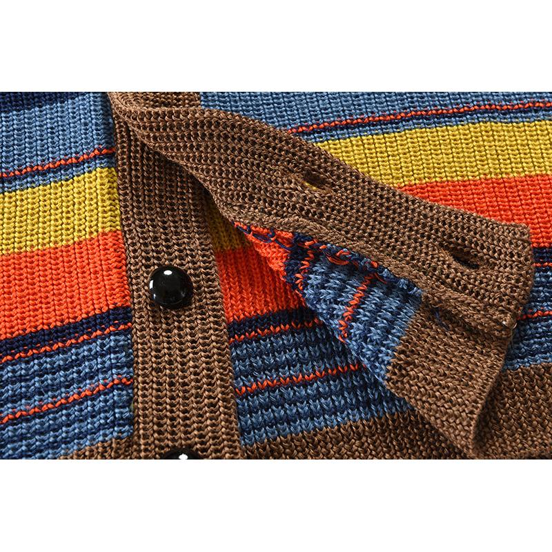 Men’s Knitted Cardigan with Lapel Collar in Colourblock Style | Smart Casual Jumper