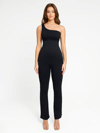 Wholesale Seamless Sloped Shoulders Shaping Jumpsuit with Flared Legs