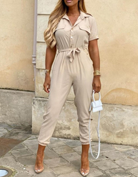 Belted Summer Jumpsuit | Short Sleeve | Lightweight One-Piece for Women
