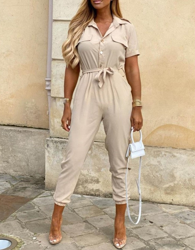 Belted Summer Jumpsuit | Short Sleeve | Lightweight One-Piece for Women