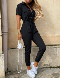 Belted Summer Jumpsuit | Short Sleeve | Lightweight One-Piece for Women