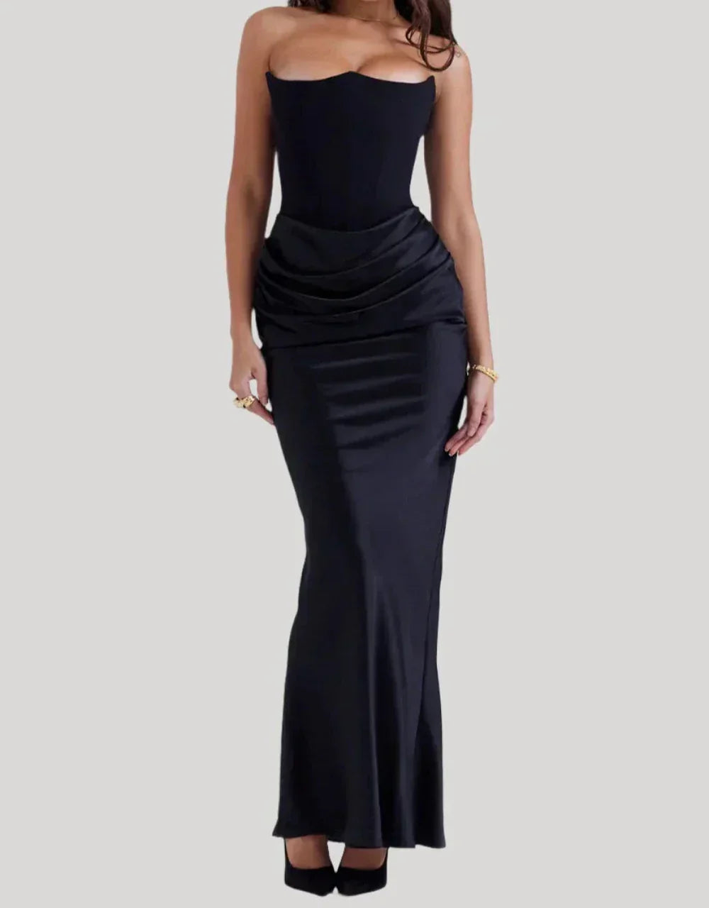 Women’s Strapless Maxi Dress in Elegant Evening Style | Formal Occasion Dress