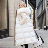 Women’s Long Puffer Coat with Fur Trim | Full-Length Winter Coat | Warm Quilted Design