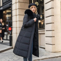 Women’s Long Puffer Coat with Fur Trim | Full-Length Winter Coat | Warm Quilted Design