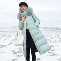 Women’s Long Puffer Coat with Fur Trim | Full-Length Winter Coat | Warm Quilted Design
