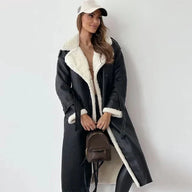 Women’s Long Shearling Coat | Belted Fit | Winter Warmth