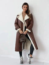 Women’s Long Shearling Coat | Belted Fit | Winter Warmth