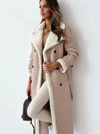 Women’s Long Shearling Coat | Belted Fit | Winter Warmth