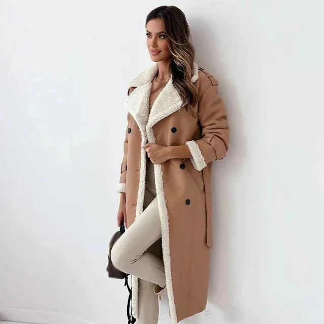 Women’s Long Shearling Coat | Belted Fit | Winter Warmth