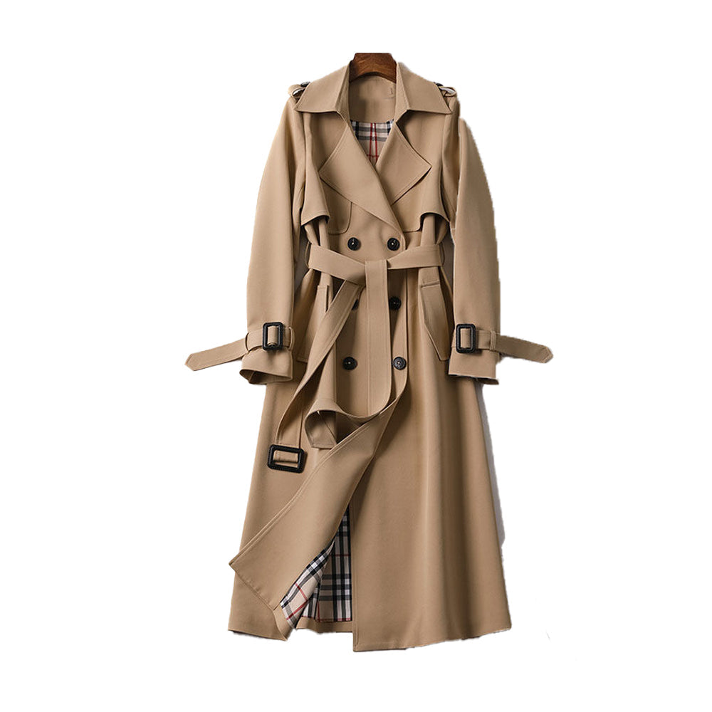 Women’s Belted Trench Coat | Double-Breasted Design | Longline Fit | Transitional Outerwear