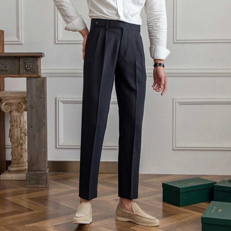 Men’s Old Money Tailored Trousers | Pleated Design | Straight-Leg Fit | Classic Elegance