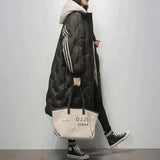 Women’s Long Quilted Jacket with Hood | Warm Padded Winter Coat